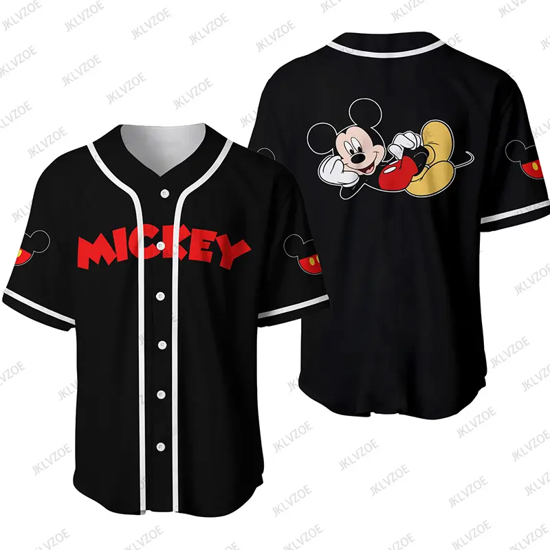 MINISO Summer New Kawaii Hello Kitty Sports Women Men Baseball Jersey Short Sleeves Anime Loose Baseball Uniform Casual Tops