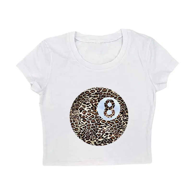 Black 8 Ball Cute Print Girly Heart Slim Shoulder Y2k Slimming Hot Girl Style Short-Sleeved T-Shirt Tank Tops For Summer New