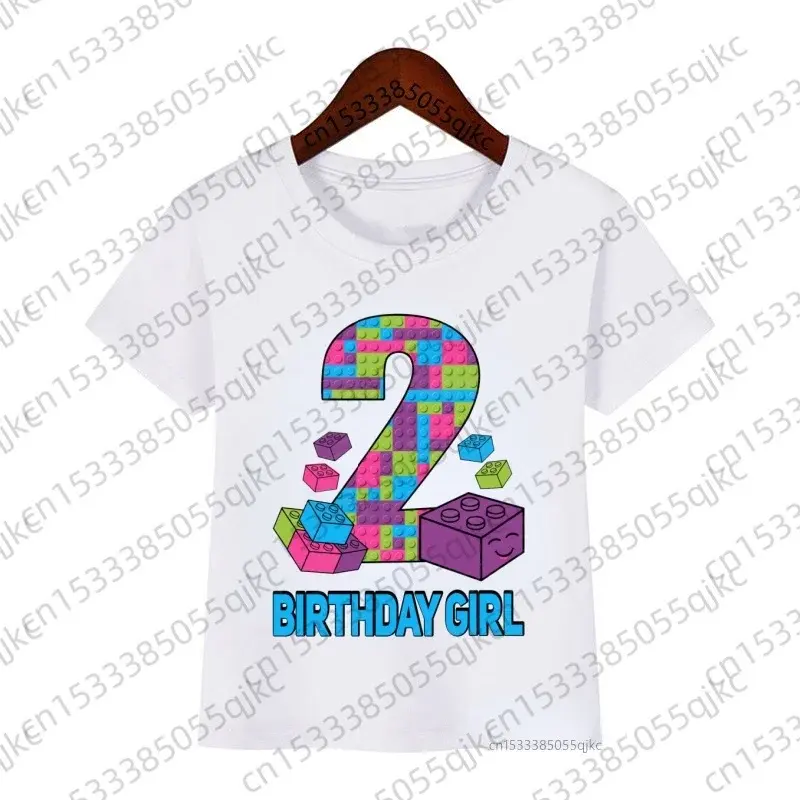 Building block theme family matching T-shirt Fashion casual father mother brother sisters birthday girl T-shirt