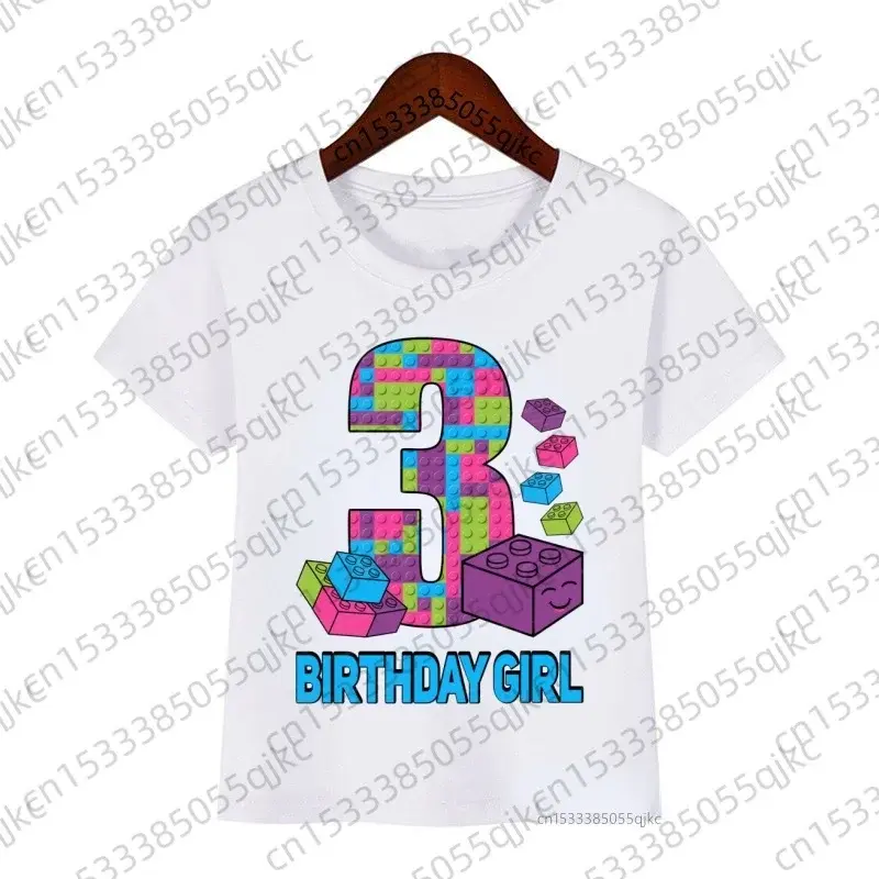 Building block theme family matching T-shirt Fashion casual father mother brother sisters birthday girl T-shirt