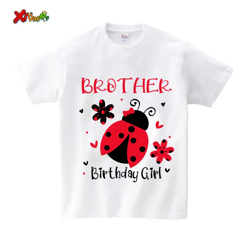 Ladybug Birthday Girl T Shirt Girls T-shirt Family Matching Outfits Kids T Shirt Baby Girl Shirt Give Away Children's Stickers