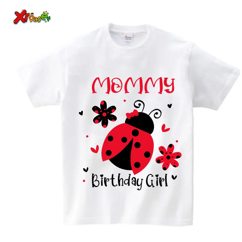 Ladybug Birthday Girl T Shirt Girls T-shirt Family Matching Outfits Kids T Shirt Baby Girl Shirt Give Away Children's Stickers