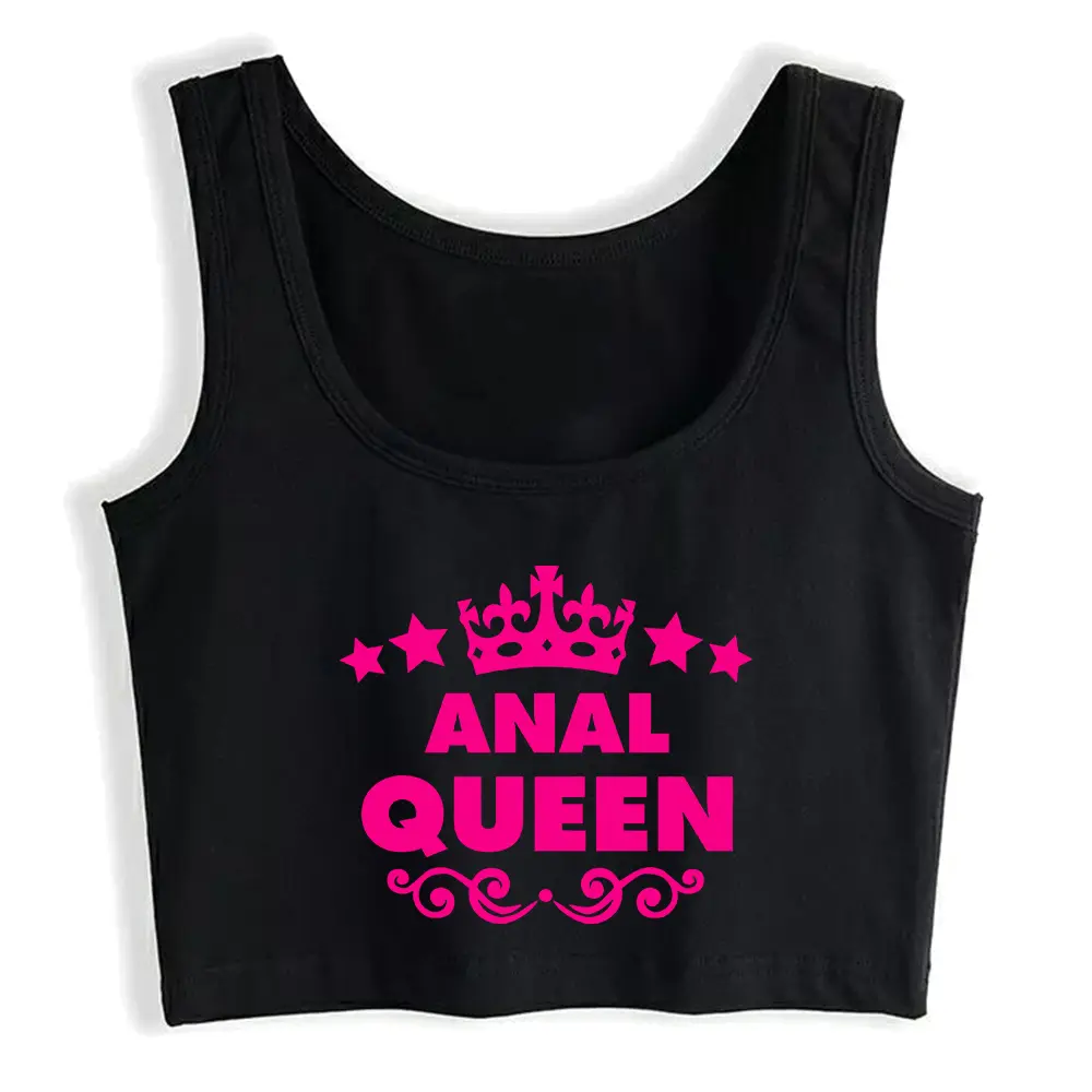Anal Queen Design Sexy Slim Fit Crop Top Swinger Humorous Fun Flirting Tank Tops Women's Naughty Sports Camisole