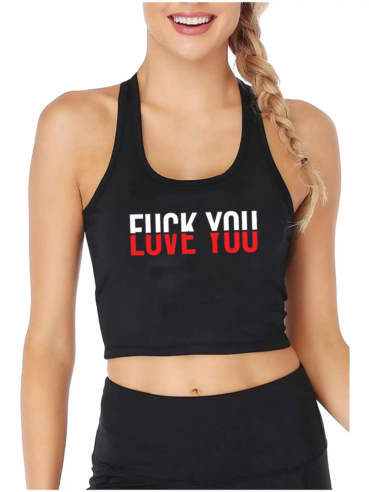 Funny Love You Design Quality Cotton Sexy Slim Crop Top Girl's Humor Flirty Style Tank Top Hotwife Fashion Novel Camisole