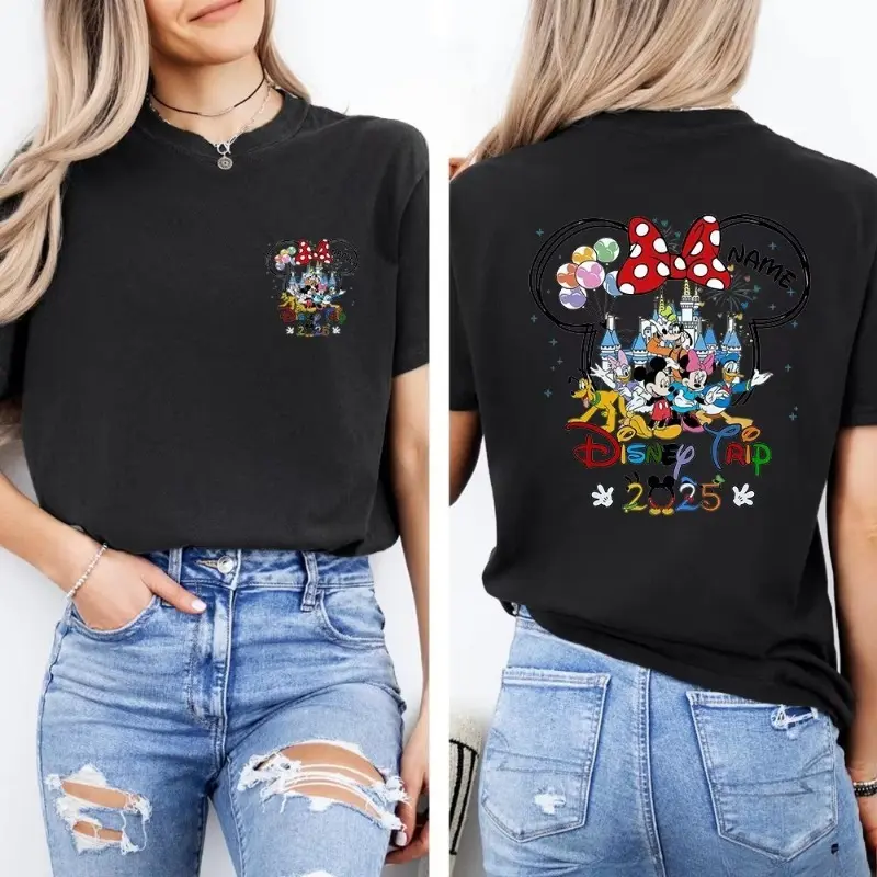 New Mickey and His Disney World Friends Women's Printed T-shirt Casual and Comfortable Short Sleeved Outdoor Loose T-shirt