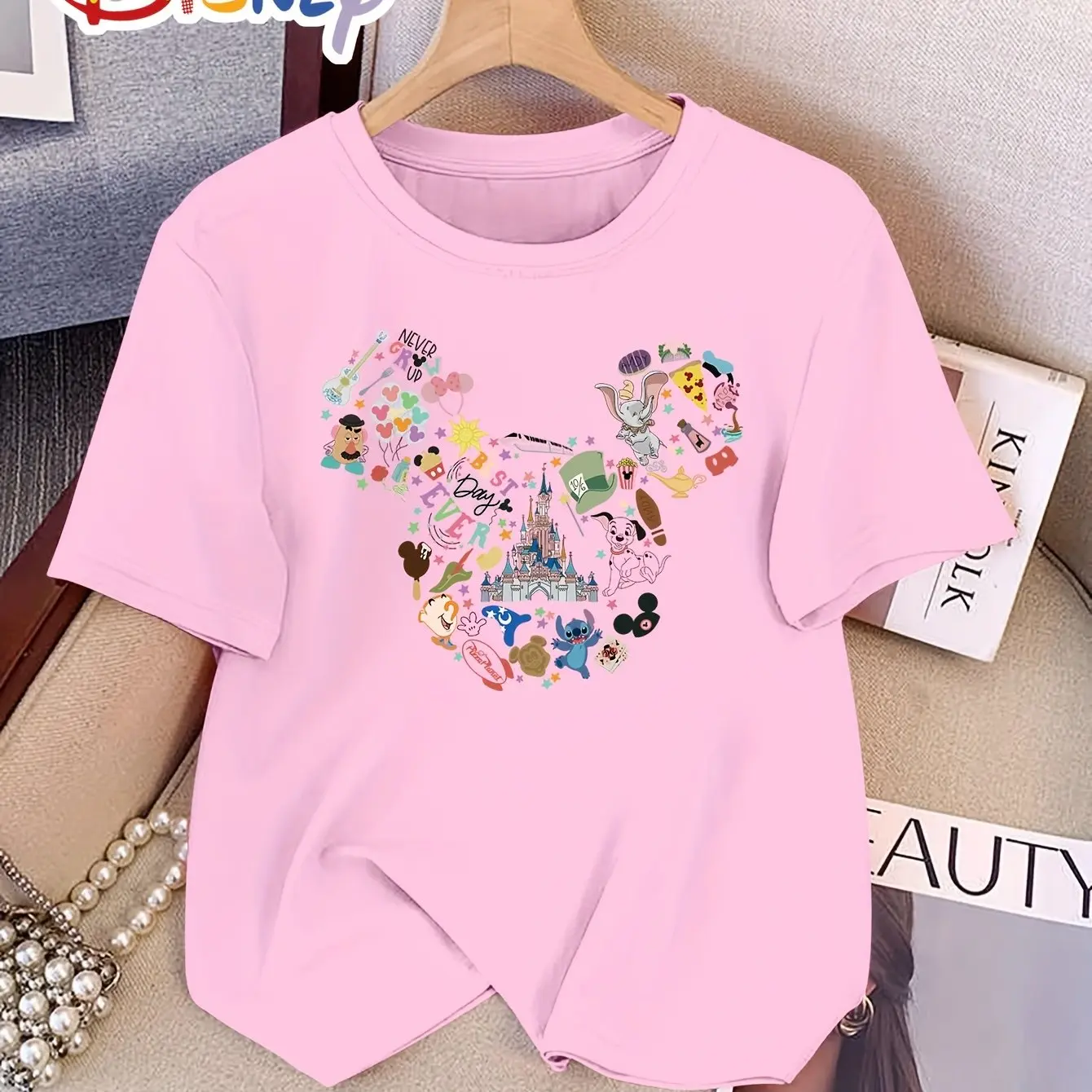 Disney Cartoon Characters Boy Girl Kid Summer T-shirt Family Parent-child Clothing Casual Loose Comfort Short-sleeved Men Women