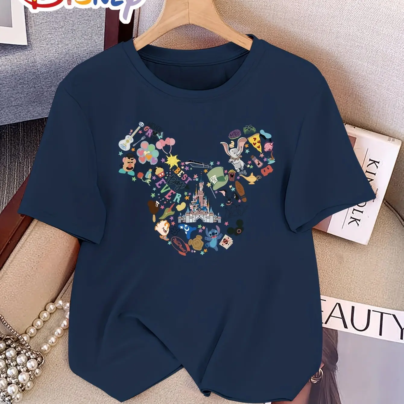 Disney Cartoon Characters Boy Girl Kid Summer T-shirt Family Parent-child Clothing Casual Loose Comfort Short-sleeved Men Women