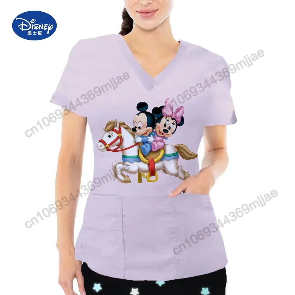 Leisure and comfortable clothing 2025 fashion clothing Y2k street wear Disney cartoon women's pocket V-neck top Y2k pocket top