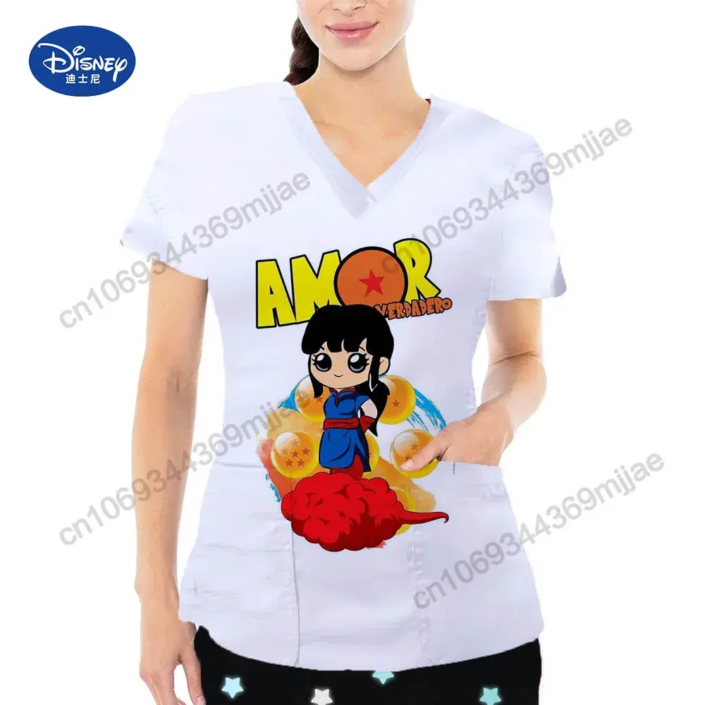 Leisure and comfortable clothing 2025 fashion clothing Y2k street wear Disney cartoon women's pocket V-neck top Y2k pocket top
