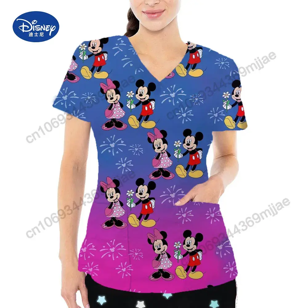 Leisure and comfortable clothing 2025 fashion clothing Y2k street wear Disney cartoon women's pocket V-neck top Y2k pocket top