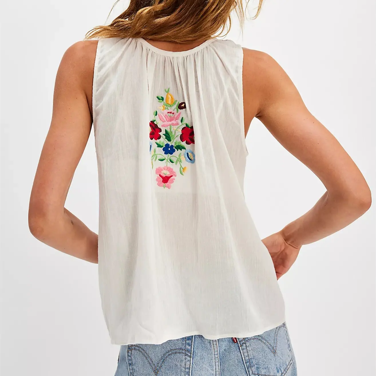 Imcute Tie Front Tank Top Women Y2k Floral Embroidery Babydoll Crop Vest CamiTeen Girl Coquette Embroidered Going Out Camisole
