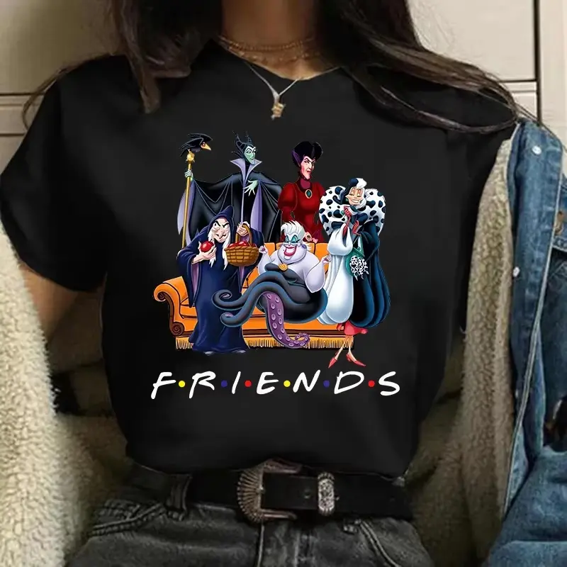Fashion Women T-shirt 90s Ladies Friends Short Sleeve Tee Shirt Female Kawaii Harajuku 2025 Summer Streetwear Loose Clothing Top