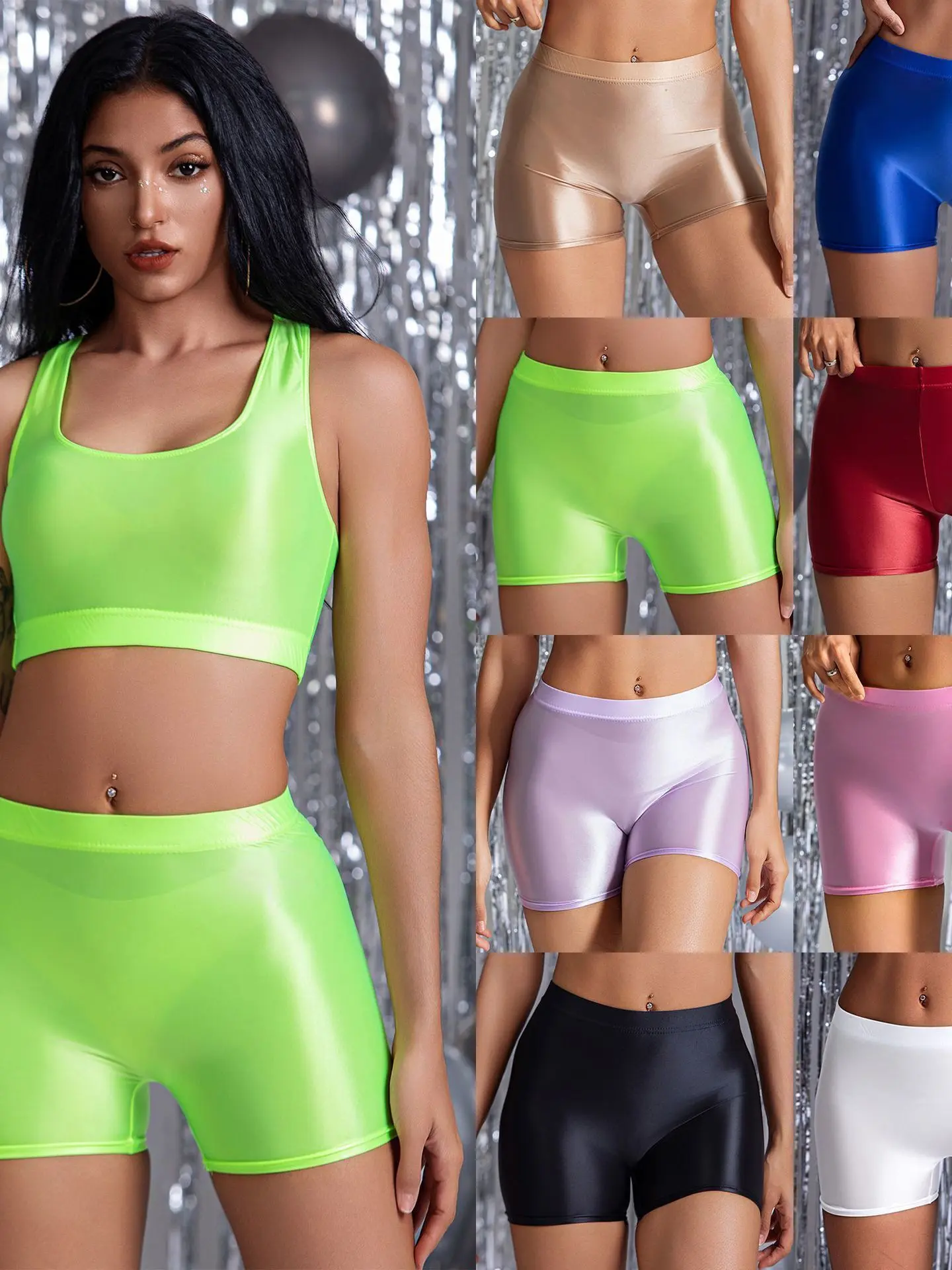 Girl New Spicy Sexy Oily Tight High Waist Casual Sports Yoga Shorts For Women Slim Sexy Thin Mesh Women Shorts 2024 New NNI7