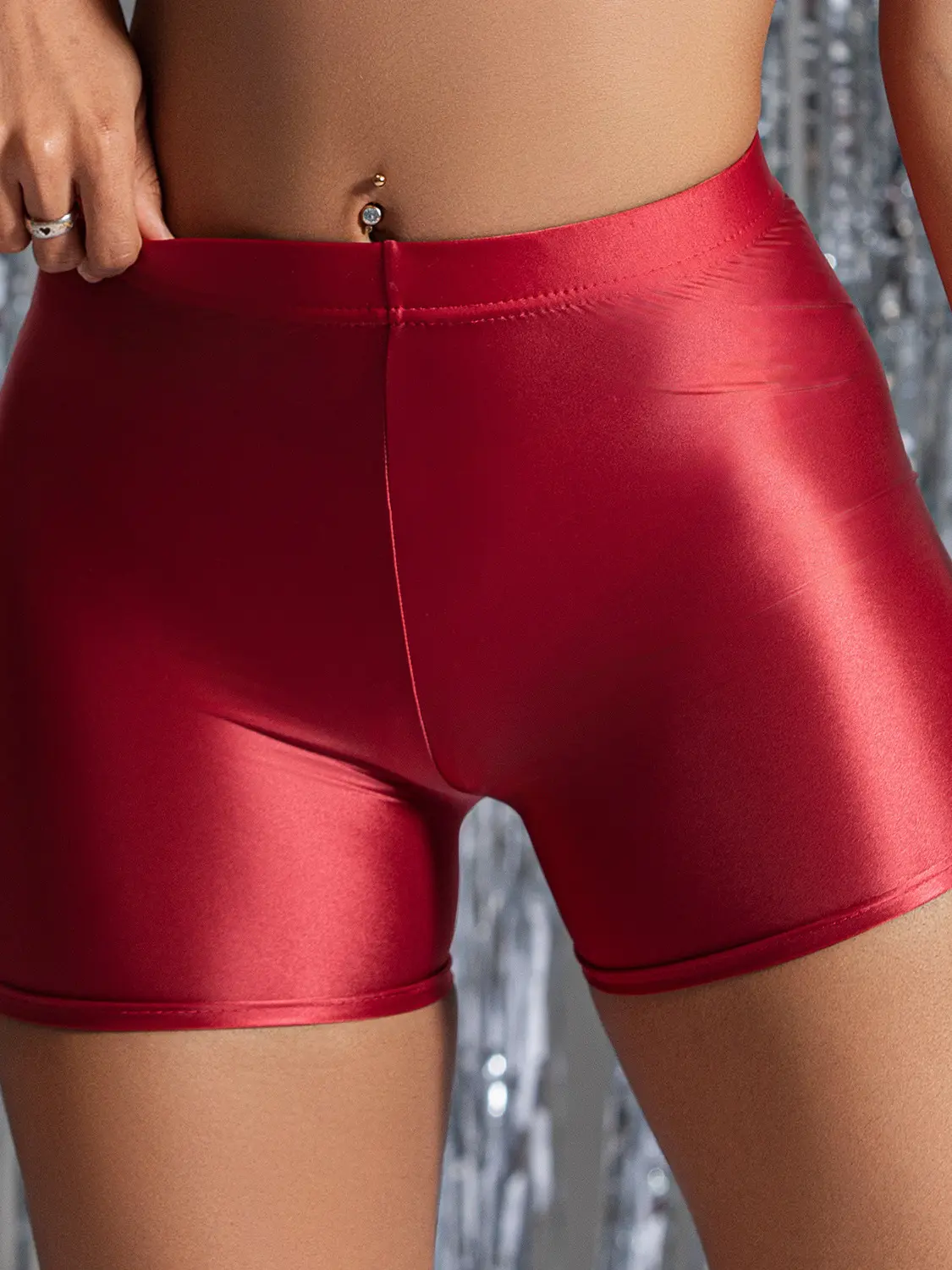 Girl New Spicy Sexy Oily Tight High Waist Casual Sports Yoga Shorts For Women Slim Sexy Thin Mesh Women Shorts 2024 New NNI7