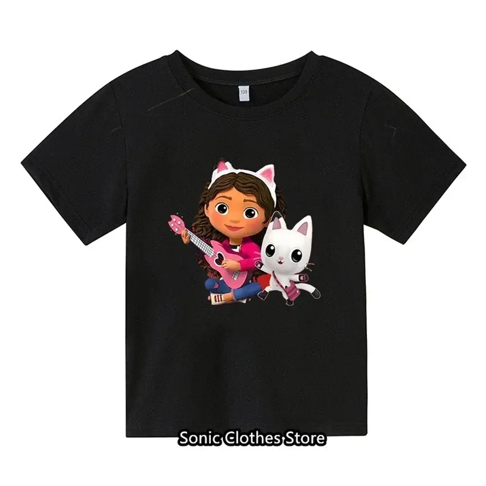 2024 New Gabby Doll House Summer T-shirt Children's Short Sleeve Boys Cartoon Gabby Cat Girls Casual Short Sleeve Hot Sale