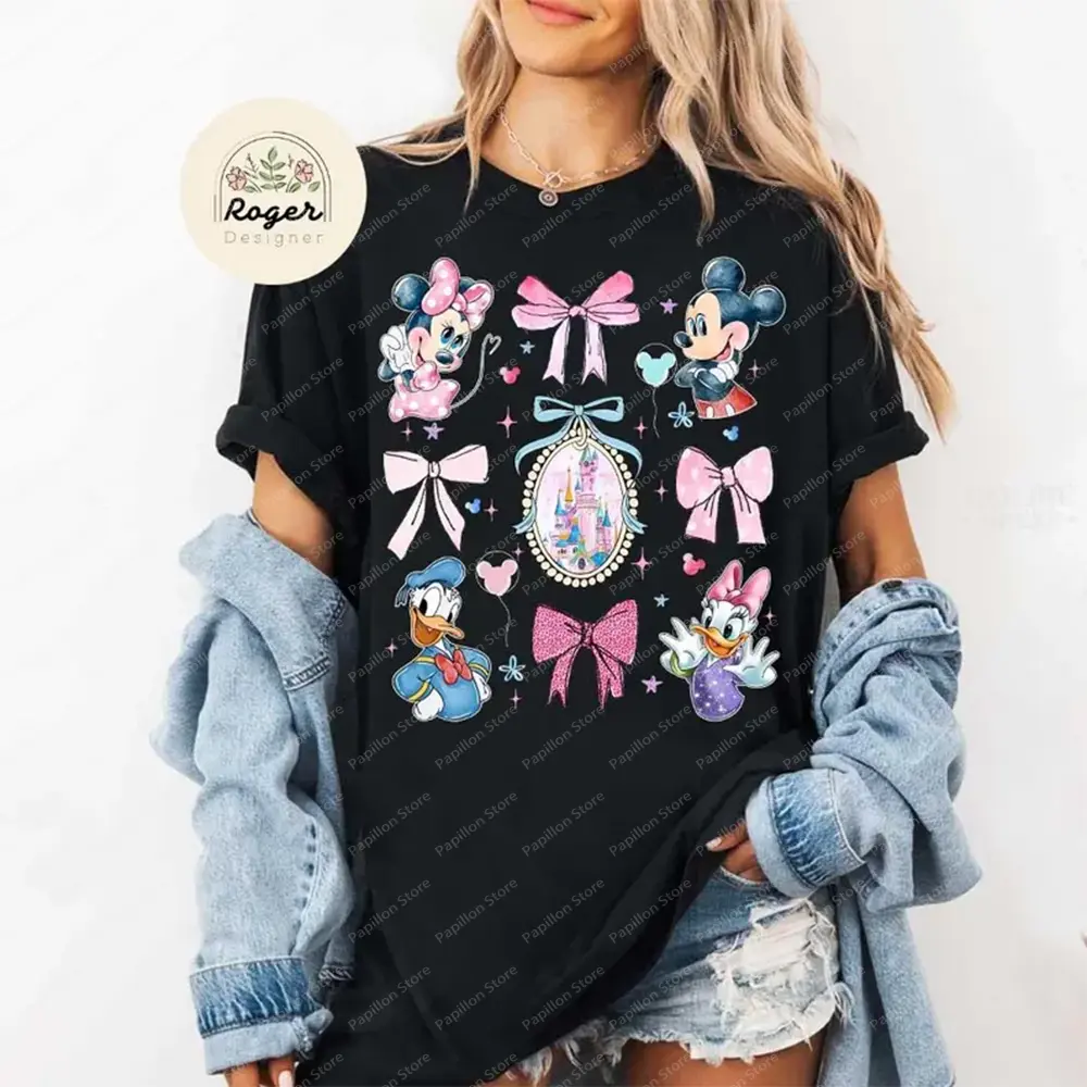 Disney Watercolor Mickey And Friends T Shirt Castle Magic Kingdom WDW Disneyland Tee Gift Top Y2k Clothes 2025 Cotton Hot New