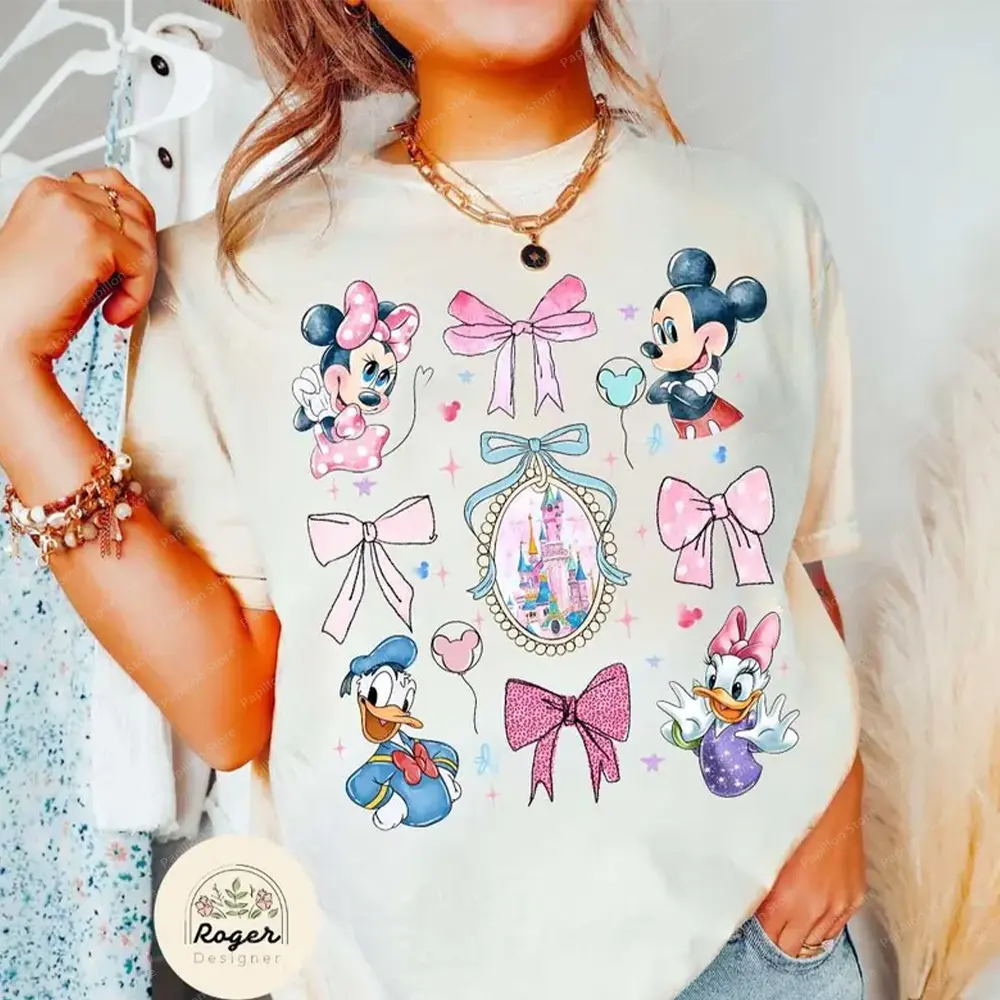 Disney Watercolor Mickey And Friends T Shirt Castle Magic Kingdom WDW Disneyland Tee Gift Top Y2k Clothes 2025 Cotton Hot New