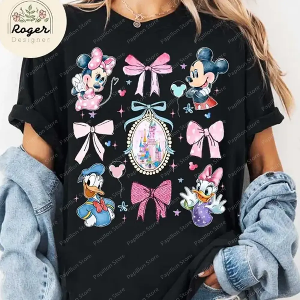 Disney Watercolor Mickey And Friends T Shirt Castle Magic Kingdom WDW Disneyland Tee Gift Top Y2k Clothes 2025 Cotton Hot New