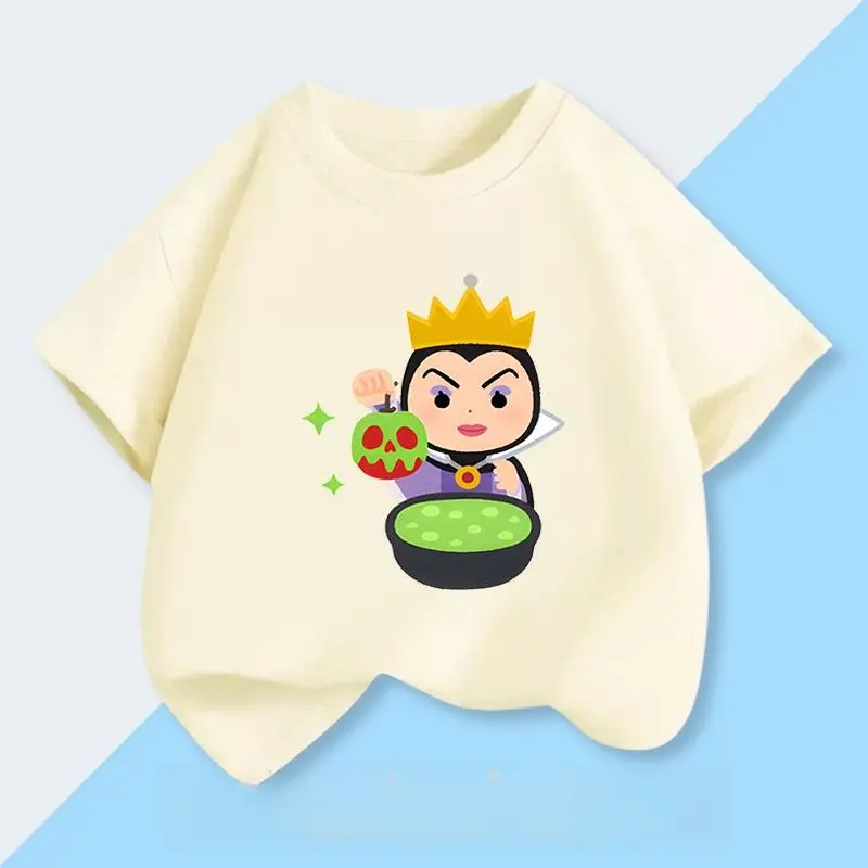 Disney Witch Boy Girl Family Parent-Child Summer T-Shirt Casual Comfortable Cute Cartoon Animated Character Printed Short Sleeve