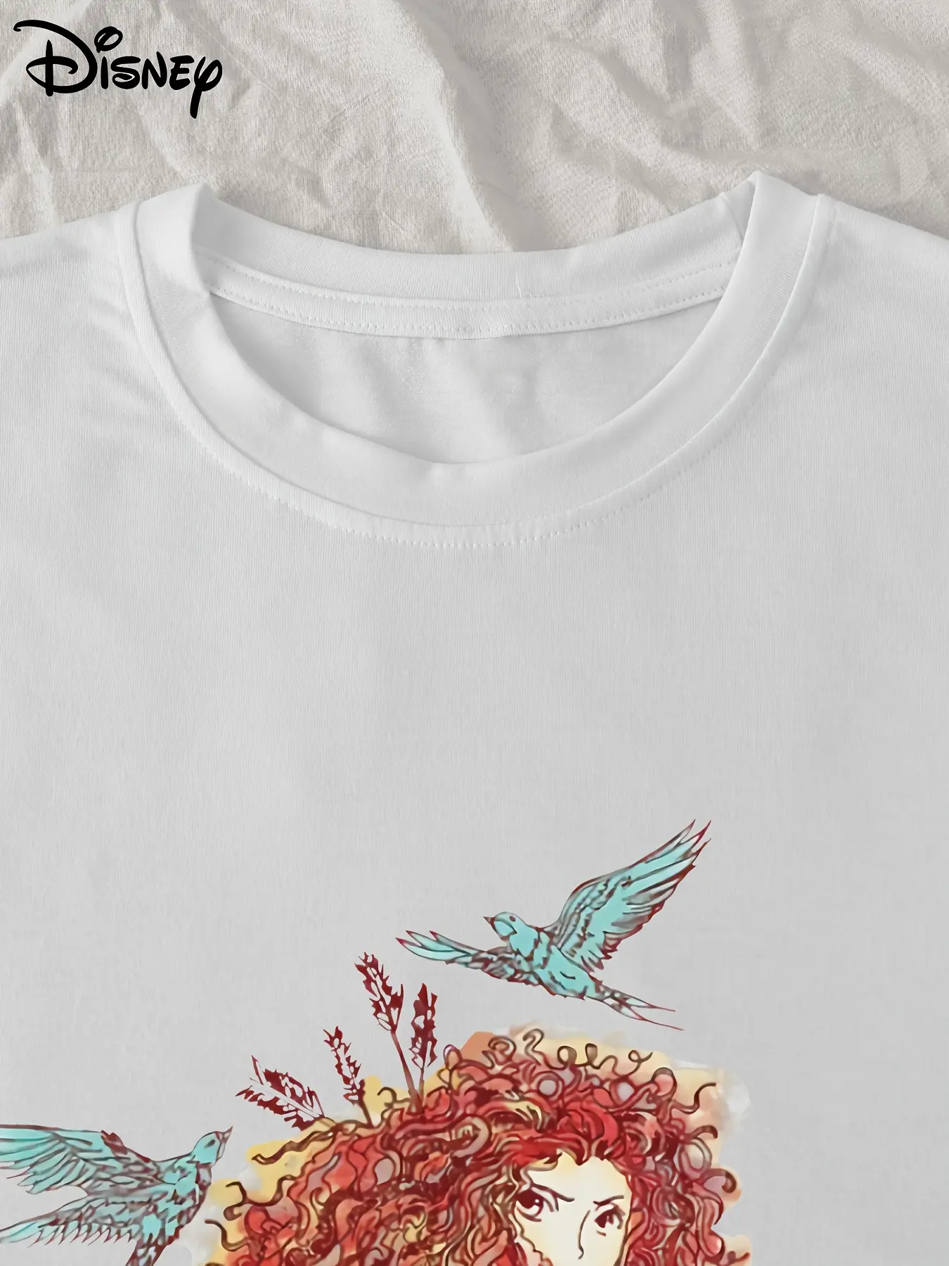 Disney Merida Girl Kids Summer T-shirt Family Parent-child Outfit Cute Casual Animation Comfortable Cotton Short Sleeve Women