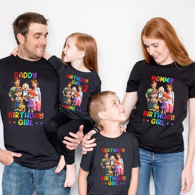 Birthday Girl Shirt for Family Matching Clothes Party Girls T Shirt Gift Custom Name Kids Clothing Outfit Children Clothes Daddy