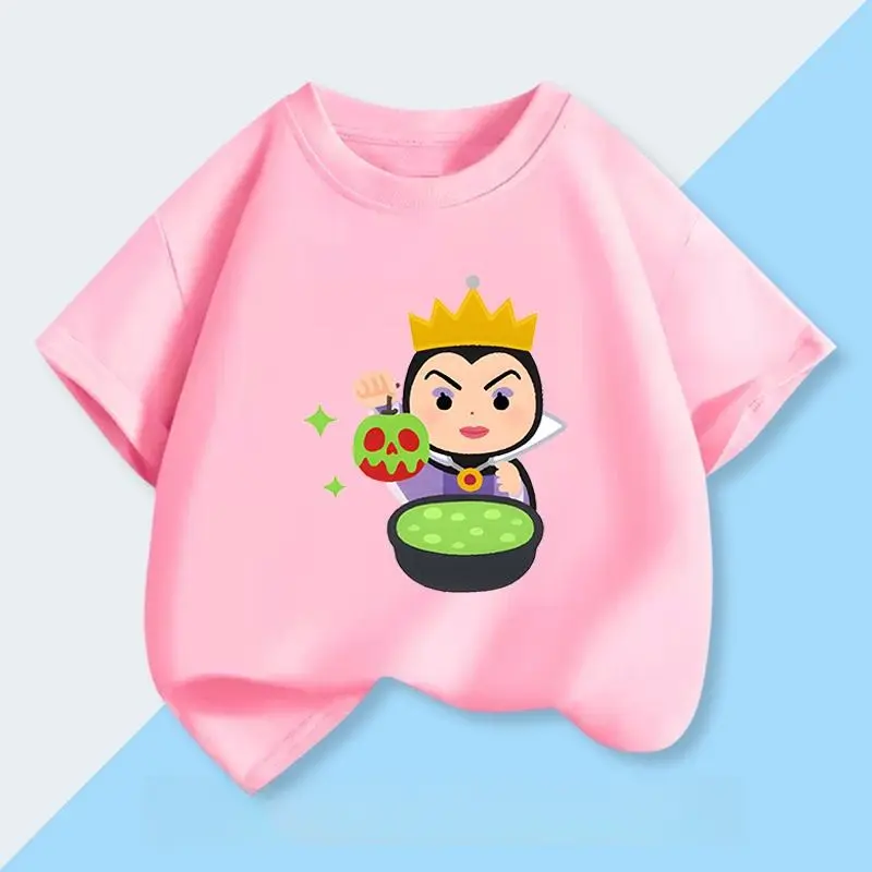 Disney Witch Boy Girl Family Parent-Child Summer T-Shirt Casual Comfortable Cute Cartoon Animated Character Printed Short Sleeve