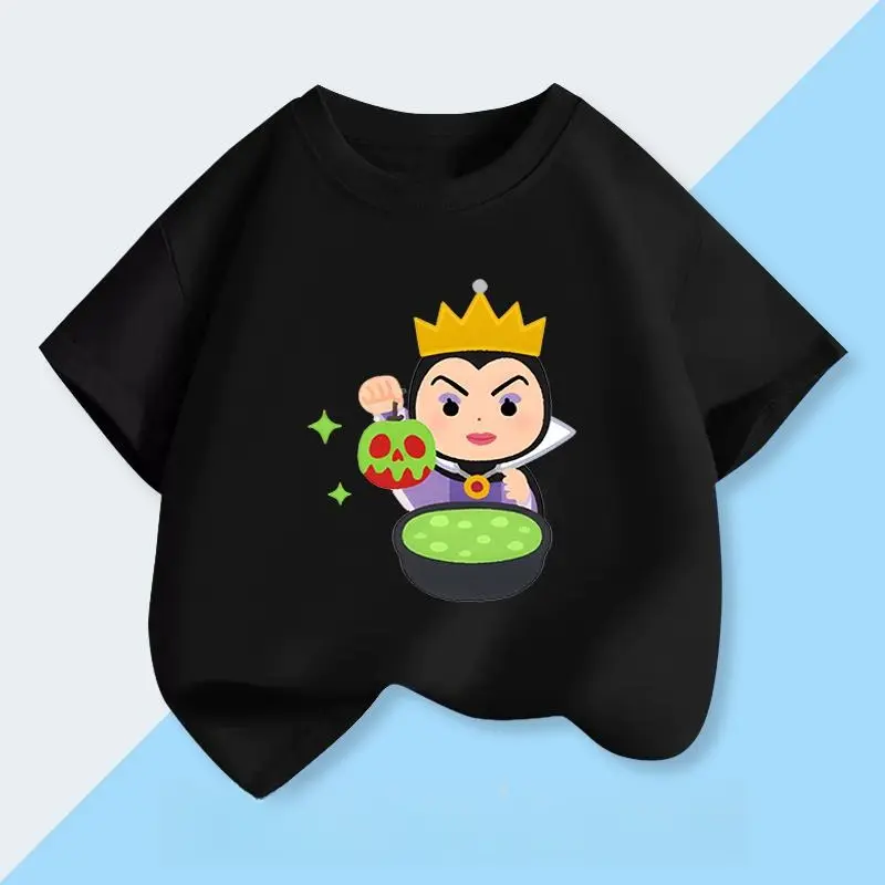 Disney Witch Boy Girl Family Parent-Child Summer T-Shirt Casual Comfortable Cute Cartoon Animated Character Printed Short Sleeve