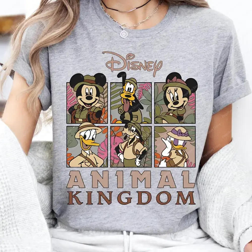 2025 Disney Animal Kingdom Mickey Safari T Shirt Family Trip Sweatshirt Mickey Friends Wild About Minnie Cotton Tee Clothes Top