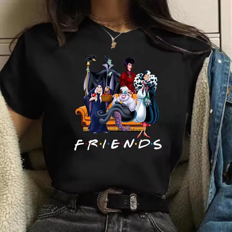 Disney Evil Queen Women's T-Shirt Fashion Harajuku 90s Ladies Aesthetic Friends T-Shirt Kawaii Summer Street Wear Cotton T-Shirt