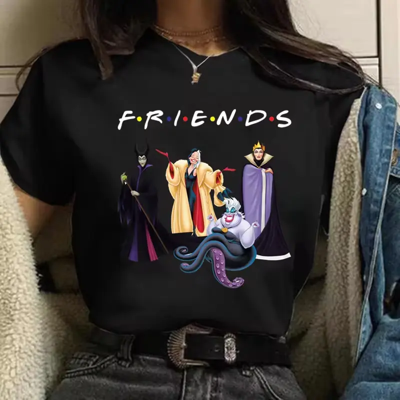 Disney Evil Queen Women's T-Shirt Fashion Harajuku 90s Ladies Aesthetic Friends T-Shirt Kawaii Summer Street Wear Cotton T-Shirt