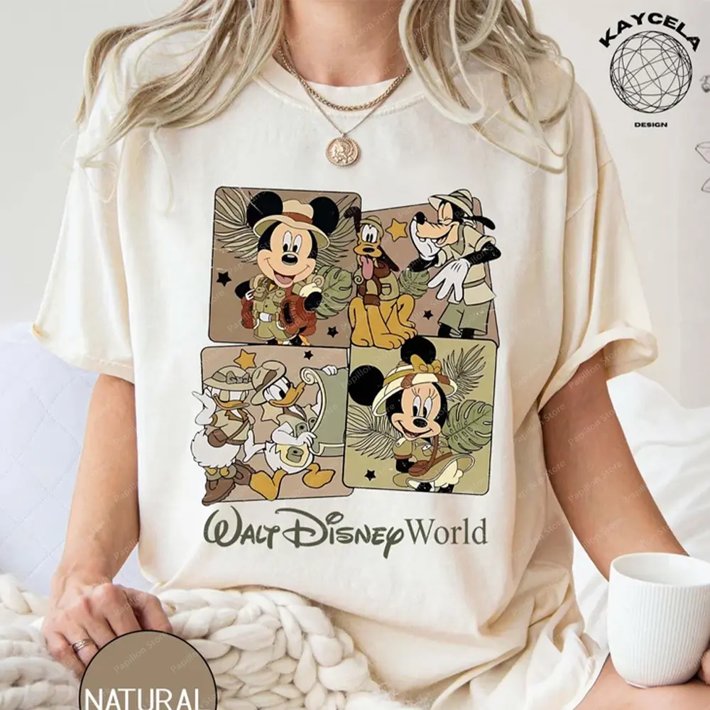 Disney Animal Kingdom Safari T Shirt Mickey Friends Disney Mickey Cotton Vintage Mode Clothes Disneyworld Girls Women Top Tee