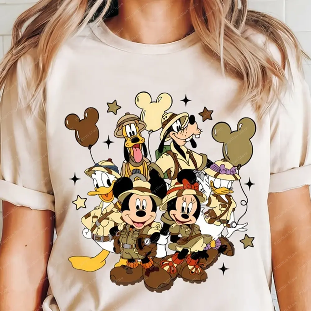 Disney Animal Kingdom Safari T Shirt Mickey Friends Disney Mickey Cotton Vintage Mode Clothes Disneyworld Girls Women Top Tee