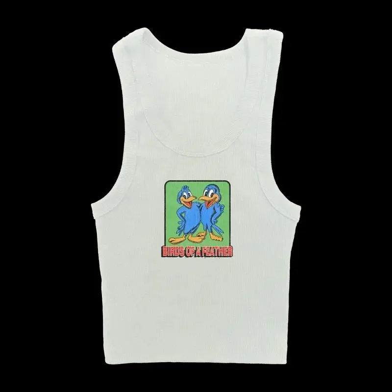 PIRDS OF A FE Sweet Spice Girl Vest Small Bracket Women's Short T-shirt Summer Beach Concert Threaded Casual Fashion Vest