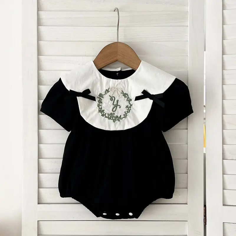 2025 Sister Clothes Baby Girl Dress Bodysuit Bow Party Summer Sister Dress Doll Collar Lace Embroidered One Piece Clothes Dress