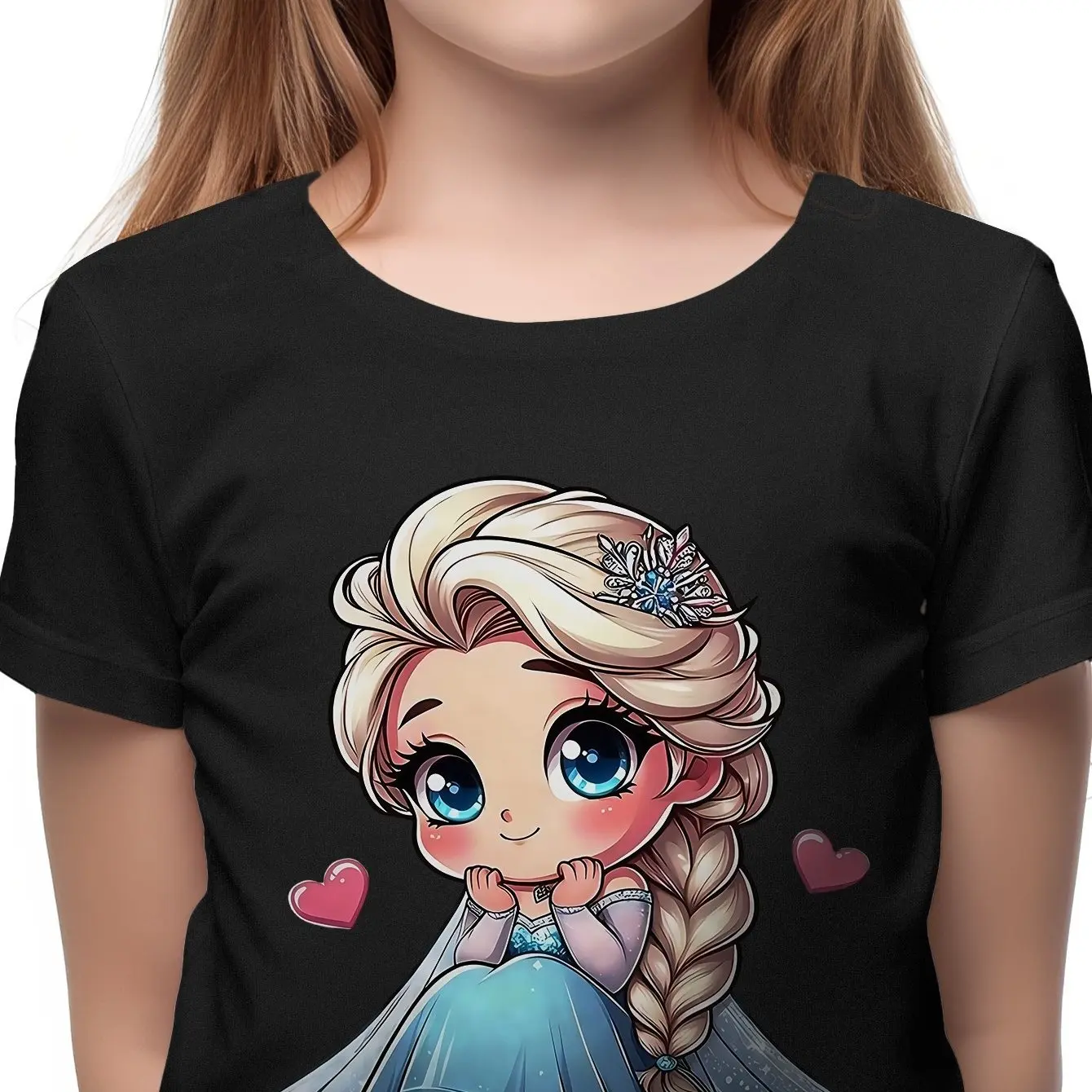 Disney Frozen Elsa Cartoon Animated Summer T-shirt Boys Girls Cute Casual Comfortable Short-sleeved Family Parent-child Clothing