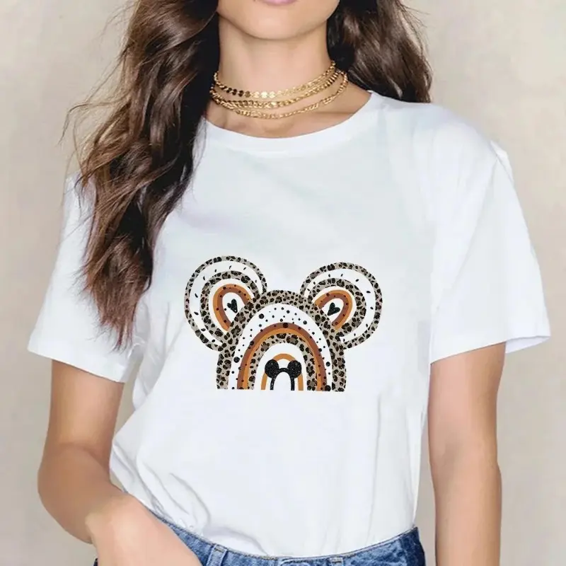 Fashion Disney Castle 90S Top Mickey Mouse Cotton T-shirt Pink Minnie Pattern Fashion Shirt Summer Women's Harajuku Clothing