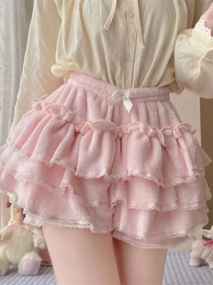 Japanese Lolita Kawaii Short Pants Women Bow Pleated Sweet Shorts Female Korean New Fashion Elegant Casual Y2k Cute Shorts