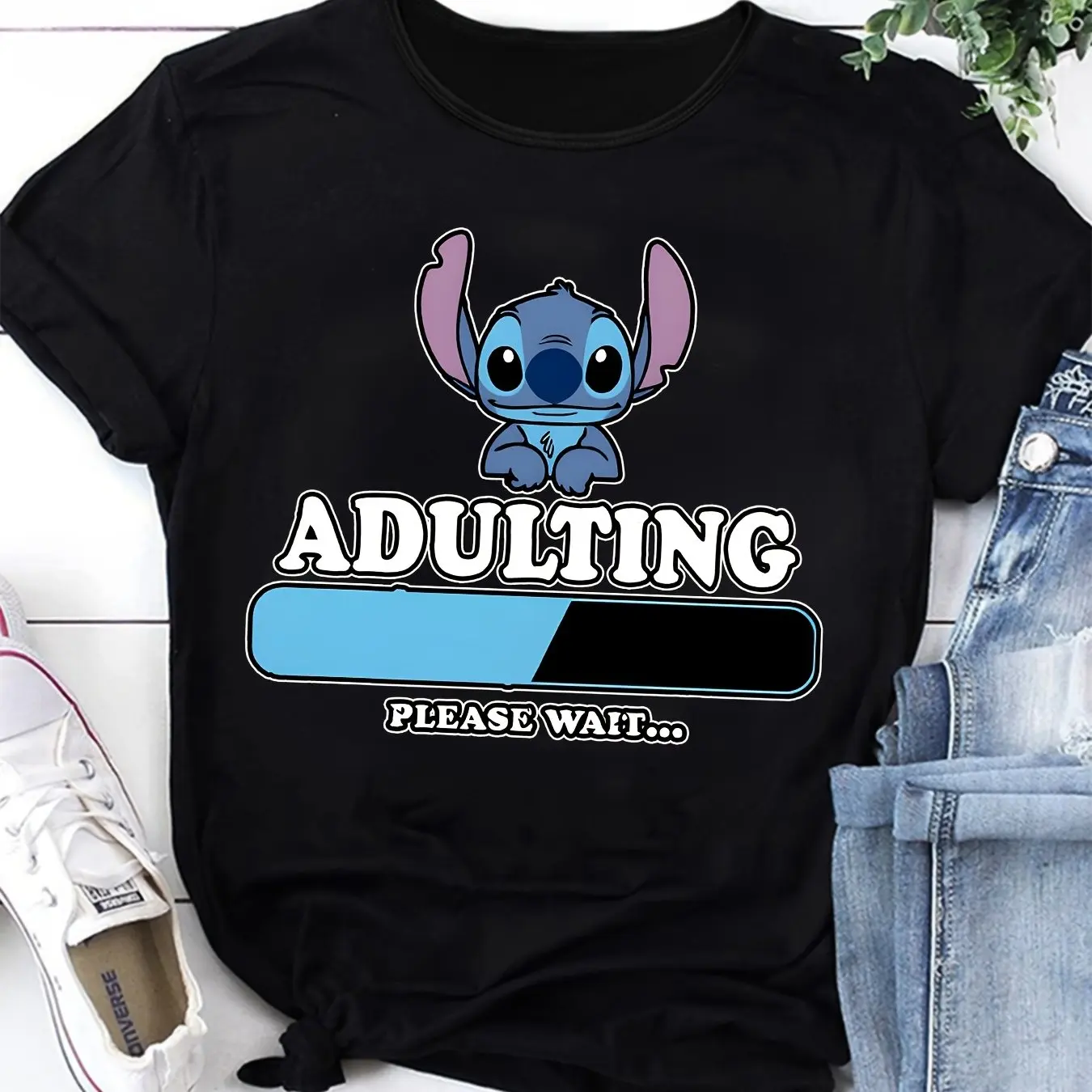 Disney Cute Cartoon Character Stitch Print Summer T-shirt Boy and Girl Casual Short Sleeve Comfortable Family Dress Top Soprts