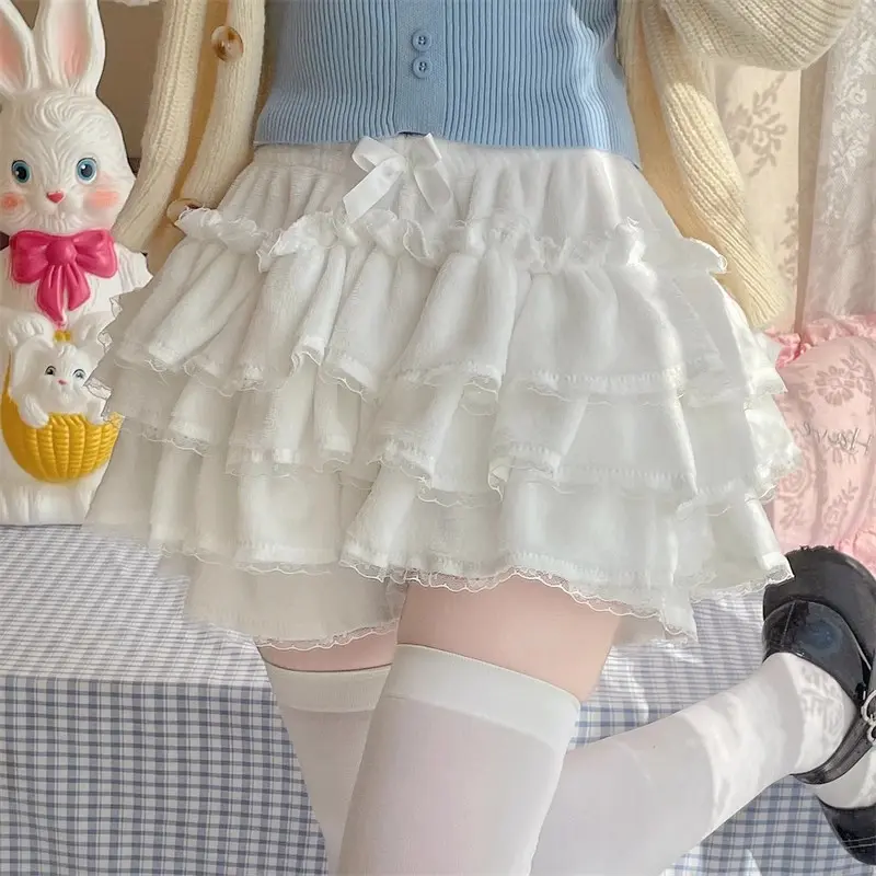 Japanese Lolita Kawaii Short Pants Women Bow Pleated Sweet Shorts Female Korean New Fashion Elegant Casual Y2k Cute Shorts