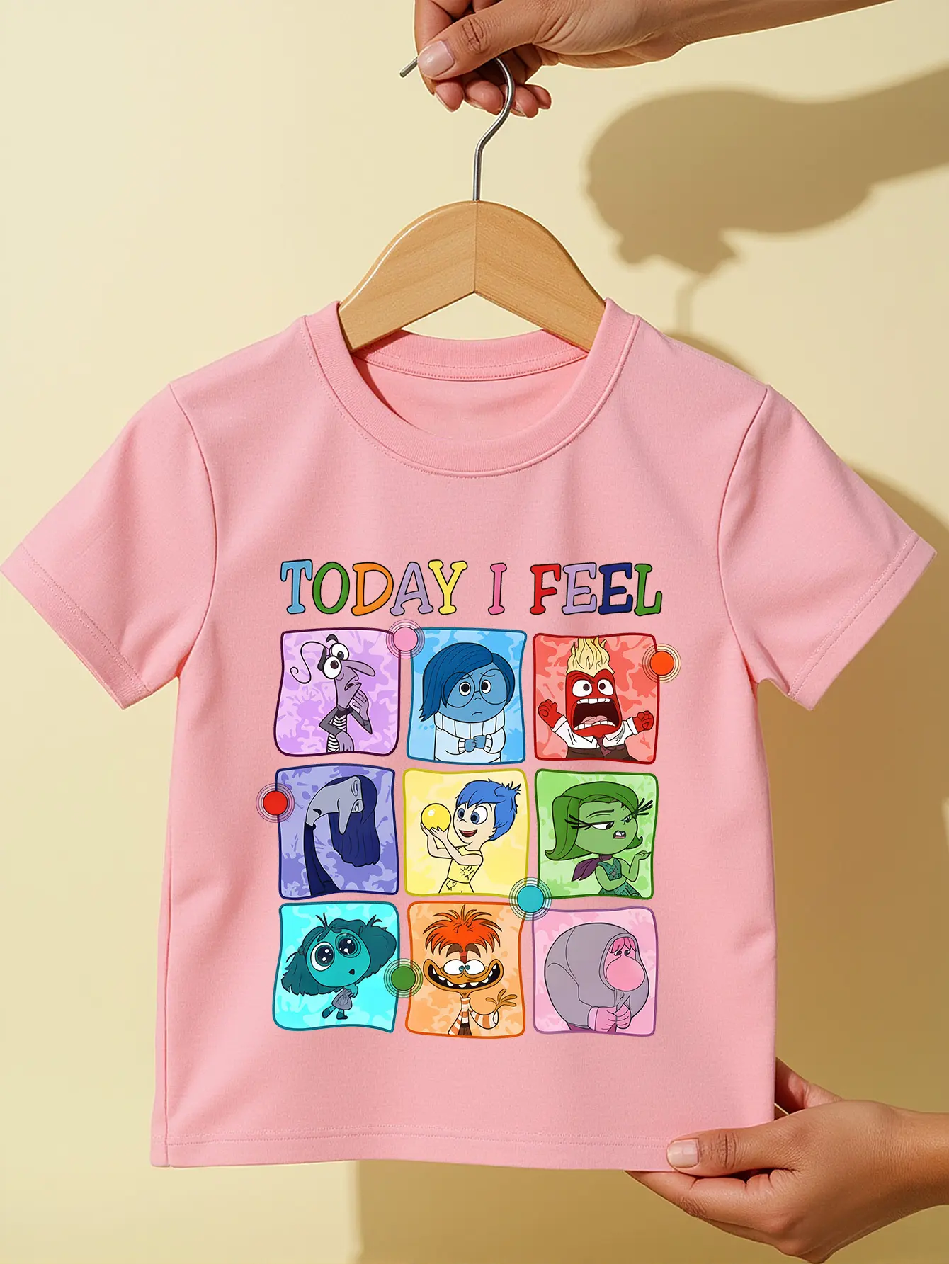 Disney Inside Out Cartoon Animated Summer T-Shirt Boys Girls Casual Comfortable Oversized Cute Parent-Child Family  Short Sleeve