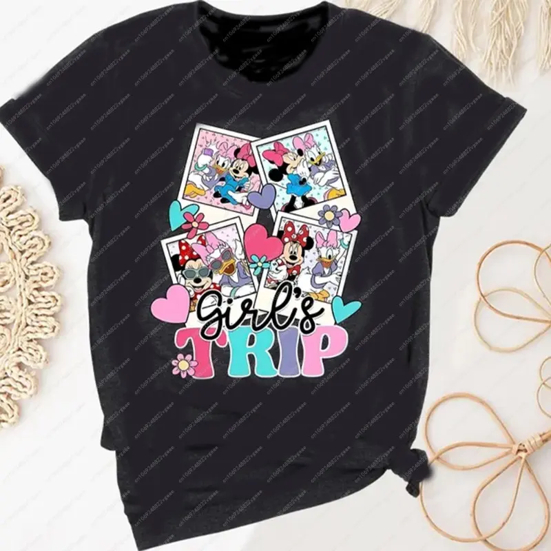 Disney 2025 Travel T-shirt Cotton Family Mickey Mouse Disney Theme Park Couple Top Disney Theme Park Shirt Minnie Clothes Gift