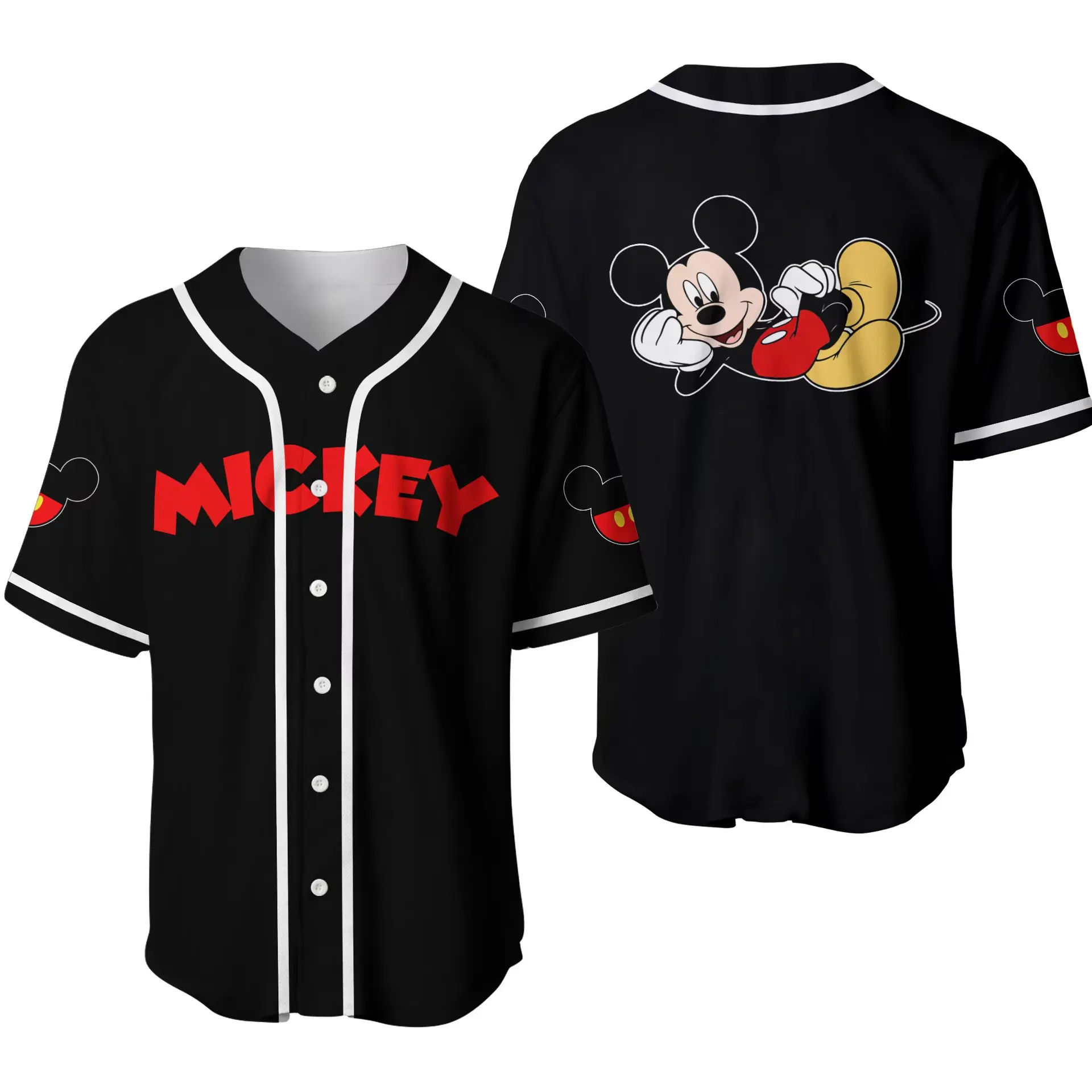 Disney Baseball Jersey 3D Printed Hello Kitty Short-Sleeved Jersey Button Opening Quick-Drying Girls' Sports Training T-shirt To