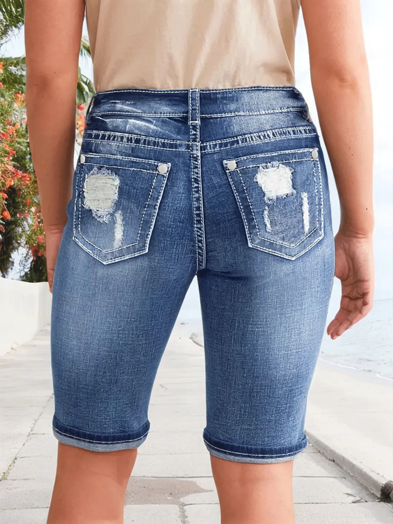Fashionable Distressed Denim Shorts for Women 40+ | New Arrival High Cost-Performance Jeans