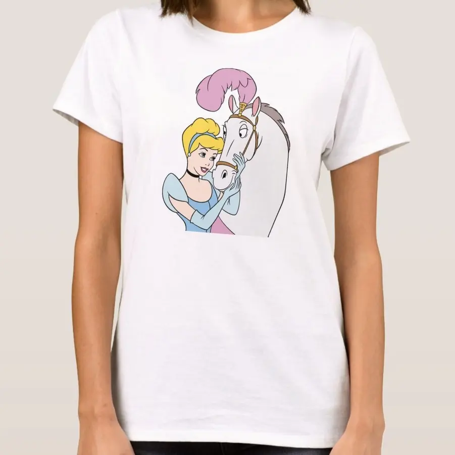 Cinderella Animation Summer Boy Girl Kids T-Shirt Family Parent-Child Clothing Casual Loose Comfortable Short Sleeve Men Women