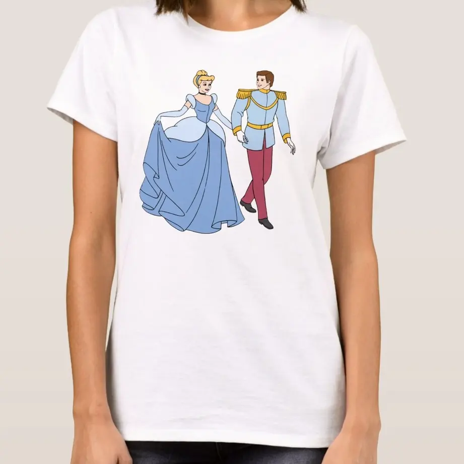 Cinderella Animation Summer Boy Girl Kids T-Shirt Family Parent-Child Clothing Casual Loose Comfortable Short Sleeve Men Women