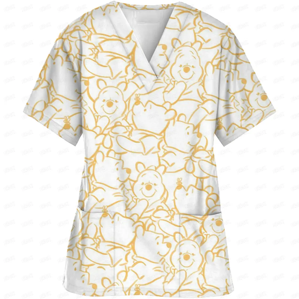 Winnie the Pooh tigger Disney Medical Uniforms Nurse Accessories for Work Doctor's Cartoon Pattern Short Sleeved Shirt