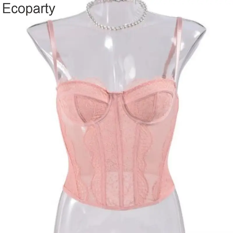 Chic Sweet Lace Camis Fashion Tank Top Basic Slim Crop Top Sexy Corset Bustier Summer hotsweet Women vintage Tops Ins