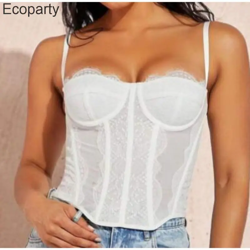 Chic Sweet Lace Camis Fashion Tank Top Basic Slim Crop Top Sexy Corset Bustier Summer hotsweet Women vintage Tops Ins