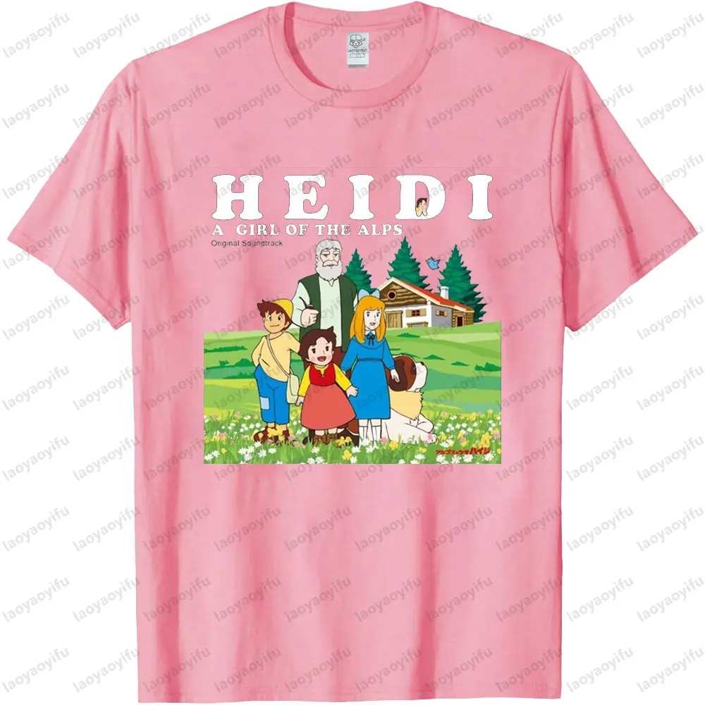 Cartoon Character Print Creative Pattern Design T Shirt Heidi The Girl From The Alps Theme Unisex Tee Tops Women Summer T Shirt