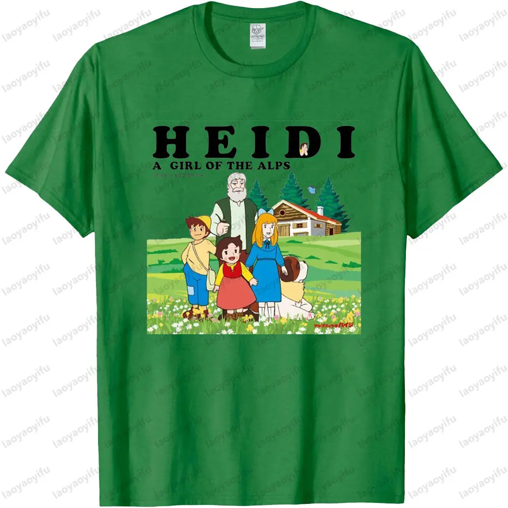 Cartoon Character Print Creative Pattern Design T Shirt Heidi The Girl From The Alps Theme Unisex Tee Tops Women Summer T Shirt